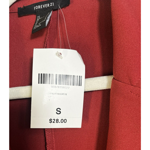 Forever 21 Short Romper Jumpsuit Size Small Front Zipper Skort Rust Red New - Picture 7 of 11